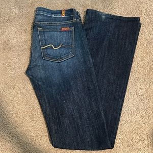 7 for All Mankind dark wash low rise blue jeans in size 27